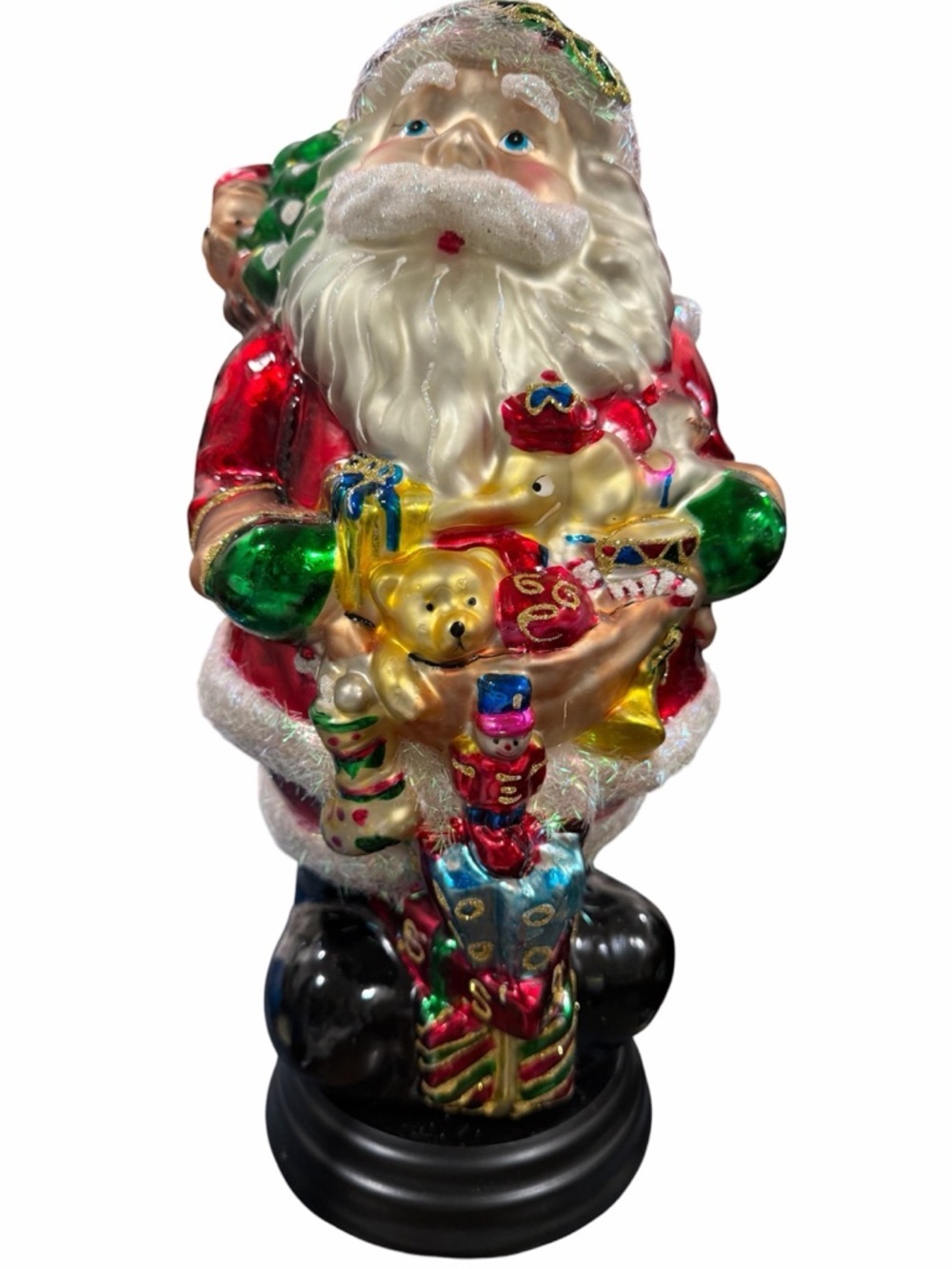 Vintage Livng Quarters Santa Claus Figurine Shiny Blown Glass Large 13 1/2” RARE